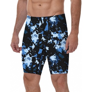 image:imageRoadbox Swim Jammers for Men Athletic Swimsuit for Training Racing Quick Dry Endurance Competitive Swimming Shorts UPF 50Glitch Camo  Blue