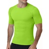 image:imageRoadbox Mens Compression Shirt Short Sleeve Athletic T Shirts Quick Dry Slim Base Layer Undershirt for Gym Sports WorkoutLime Green