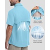 image:imageRoadbox Mens Fishing Shirts Short Sleeve Sun Protection Button Down Quick Dry Cooling Hiking Shirt for Travel Safari Camping Sky Blue