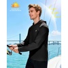 image:imageRoadbox Mens UPF 50 Long Sleeve Sun Hoodie Fishing Shirts for Men UV Protection Hooded for Hiking Running Workout Black