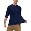 image:imageRoadbox Mens UPF 50 Long Sleeve Sun Hoodie Fishing Shirts for Men UV Protection Hooded for Hiking Running Workout Dark Blue
