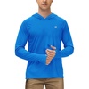 image:imageRoadbox Mens UPF 50 Long Sleeve Sun Hoodie Fishing Shirts for Men UV Protection Hooded for Hiking Running Workout Lake Blue