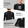 image:imageRoadbox Boys BJJ Rash Guard Long Sleeve Kids Youth Jiu Jitsu No Gi Compression Shirt for Training MMA Wrestling Boxing SwimBlack With Black