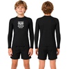 image:imageRoadbox Boys BJJ Rash Guard Long Sleeve Kids Youth Jiu Jitsu No Gi Compression Shirt for Training MMA Wrestling Boxing SwimBlack With Black