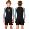 image:imageRoadbox Boys BJJ Rash Guard Long Sleeve Kids Youth Jiu Jitsu No Gi Compression Shirt for Training MMA Wrestling Boxing SwimBlack With Gray