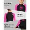 image:imageRoadbox Boys BJJ Rash Guard Long Sleeve Kids Youth Jiu Jitsu No Gi Compression Shirt for Training MMA Wrestling Boxing SwimBlack With Hot Pink