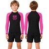 image:imageRoadbox Boys BJJ Rash Guard Long Sleeve Kids Youth Jiu Jitsu No Gi Compression Shirt for Training MMA Wrestling Boxing SwimBlack With Hot Pink