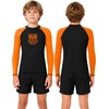 image:imageRoadbox Boys BJJ Rash Guard Long Sleeve Kids Youth Jiu Jitsu No Gi Compression Shirt for Training MMA Wrestling Boxing SwimBlack With Orange