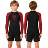 image:imageRoadbox Boys BJJ Rash Guard Long Sleeve Kids Youth Jiu Jitsu No Gi Compression Shirt for Training MMA Wrestling Boxing SwimBlack With Red
