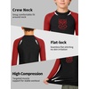 image:imageRoadbox Boys BJJ Rash Guard Long Sleeve Kids Youth Jiu Jitsu No Gi Compression Shirt for Training MMA Wrestling Boxing SwimBlack With Red