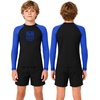 image:imageRoadbox Boys BJJ Rash Guard Long Sleeve Kids Youth Jiu Jitsu No Gi Compression Shirt for Training MMA Wrestling Boxing SwimBlack With Royal Blue