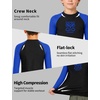image:imageRoadbox Boys BJJ Rash Guard Long Sleeve Kids Youth Jiu Jitsu No Gi Compression Shirt for Training MMA Wrestling Boxing SwimBlack With Royal Blue