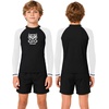 image:imageRoadbox Boys BJJ Rash Guard Long Sleeve Kids Youth Jiu Jitsu No Gi Compression Shirt for Training MMA Wrestling Boxing SwimBlack With White