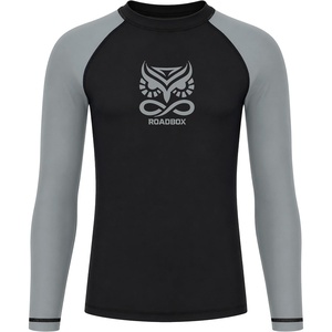image:imageRoadbox Boys BJJ Rash Guard Long Sleeve Kids Youth Jiu Jitsu No Gi Compression Shirt for Training MMA Wrestling Boxing SwimBlack With Gray