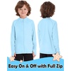 image:imageRoadbox Boys UPF 50 Zip Up Rash Guard Long Sleeve Swim Shirt Kids UV Protection Sun Shirts Quick Dry for Water Beach SurfLight Blue