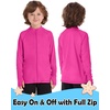 image:imageRoadbox Boys UPF 50 Zip Up Rash Guard Long Sleeve Swim Shirt Kids UV Protection Sun Shirts Quick Dry for Water Beach SurfNeon Pink