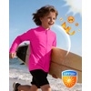 image:imageRoadbox Boys UPF 50 Zip Up Rash Guard Long Sleeve Swim Shirt Kids UV Protection Sun Shirts Quick Dry for Water Beach SurfNeon Pink