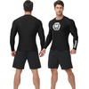 image:imageRoadbox Mens BJJ Rash Guard Long Sleeve UPF 50 Jiu Jitsu Compression Base Layer Shirts for MMA No Gi Surfing Swim01 Black