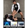 image:imageRoadbox Mens BJJ Rash Guard Long Sleeve UPF 50 Jiu Jitsu Compression Base Layer Shirts for MMA No Gi Surfing Swim03 Black With White