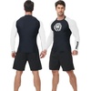 image:imageRoadbox Mens BJJ Rash Guard Long Sleeve UPF 50 Jiu Jitsu Compression Base Layer Shirts for MMA No Gi Surfing Swim03 Black With White