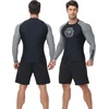image:imageRoadbox Mens BJJ Rash Guard Long Sleeve UPF 50 Jiu Jitsu Compression Base Layer Shirts for MMA No Gi Surfing Swim04 Black With Gray