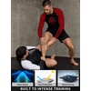 image:imageRoadbox Mens BJJ Rash Guard Long Sleeve UPF 50 Jiu Jitsu Compression Base Layer Shirts for MMA No Gi Surfing Swim06 Black With Red