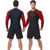 image:imageRoadbox Mens BJJ Rash Guard Long Sleeve UPF 50 Jiu Jitsu Compression Base Layer Shirts for MMA No Gi Surfing Swim06 Black With Red