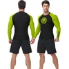 image:imageRoadbox Mens BJJ Rash Guard Long Sleeve UPF 50 Jiu Jitsu Compression Base Layer Shirts for MMA No Gi Surfing Swim07 Black With Light Green