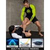 image:imageRoadbox Mens BJJ Rash Guard Long Sleeve UPF 50 Jiu Jitsu Compression Base Layer Shirts for MMA No Gi Surfing Swim07 Black With Light Green