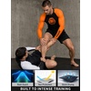 image:imageRoadbox Mens BJJ Rash Guard Long Sleeve UPF 50 Jiu Jitsu Compression Base Layer Shirts for MMA No Gi Surfing Swim08 Black With Orange