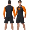 image:imageRoadbox Mens BJJ Rash Guard Long Sleeve UPF 50 Jiu Jitsu Compression Base Layer Shirts for MMA No Gi Surfing Swim08 Black With Orange