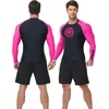 image:imageRoadbox Mens BJJ Rash Guard Long Sleeve UPF 50 Jiu Jitsu Compression Base Layer Shirts for MMA No Gi Surfing Swim09 Black With Hot Pink