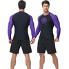 image:imageRoadbox Mens BJJ Rash Guard Long Sleeve UPF 50 Jiu Jitsu Compression Base Layer Shirts for MMA No Gi Surfing Swim10 Black With Purple