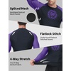 image:imageRoadbox Mens BJJ Rash Guard Long Sleeve UPF 50 Jiu Jitsu Compression Base Layer Shirts for MMA No Gi Surfing Swim10 Black With Purple