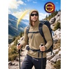 image:imageRoadbox Mens UPF 50 Sun Hoodie Long Sleeve UV Protection Fishing Hiking Shirts 14 Zip Hooded Lightweight Rash Guard Khaki