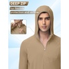 image:imageRoadbox Mens UPF 50 Sun Hoodie Long Sleeve UV Protection Fishing Hiking Shirts 14 Zip Hooded Lightweight Rash Guard Khaki