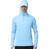image:imageRoadbox UPF 50 Sun Hoodie for Men 14 Zip Fishing Shirt with Long Sleeve UV Protection for Outdoor HikingLight Blue