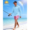 image:imageRoadbox UPF 50 Sun Hoodie for Men 14 Zip Fishing Shirt with Long Sleeve UV Protection for Outdoor HikingLight Blue