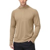 image:imageRoadbox Mens UPF 50 Sun Hoodie Long Sleeve UV Protection Fishing Hiking Shirts 14 Zip Hooded Lightweight Rash Guard Khaki