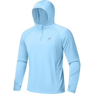 image:imageRoadbox UPF 50 Sun Hoodie for Men 14 Zip Fishing Shirt with Long Sleeve UV Protection for Outdoor HikingLight Blue