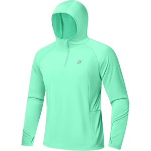 image:imageRoadbox UPF 50 Sun Hoodie for Men 14 Zip Fishing Shirt with Long Sleeve UV Protection for Outdoor HikingSeaweed Green