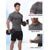 image:imageRoadbox Compression Shirt Men Mock Turtleneck Short Sleeve Workout T Shirts Cool Dry Athletic Gym Sports Base Layer TopCement Gray
