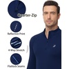 image:imageRoadbox Mens Quarter Zip Thermal Pullover Fleece Lined Athletic Golf Sweatshirt Long Sleeve Winter Running Workout Shirts Deep Blue