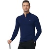 image:imageRoadbox Mens Quarter Zip Thermal Pullover Fleece Lined Athletic Golf Sweatshirt Long Sleeve Winter Running Workout Shirts Deep Blue