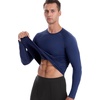 image:imageRoadbox Mens Thermal Compression Shirts Long Sleeve Fleece Lined Undershirt Cold Weather Workout Athletic Base Layer TopNavy Blue01
