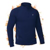 image:imageRoadbox Mens Quarter Zip Thermal Pullover Fleece Lined Athletic Golf Sweatshirt Long Sleeve Winter Running Workout Shirts Deep Blue