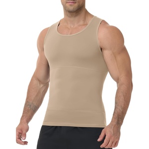 image:imageRoadbox Mens Compression Shirt Shapewear Slimming Body Shaper Gynecomastia Tummy Control Undershirt Workout Gym Tank TopBeige