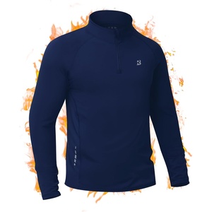 image:imageRoadbox Mens Quarter Zip Thermal Pullover Fleece Lined Athletic Golf Sweatshirt Long Sleeve Winter Running Workout Shirts Deep Blue