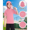 image:imageRoadbox Boys Short Sleeve Hoodie Athletic Quick Dry Hooded T Shirts Lightweight Youth Pullover Sweatshirt for Workout Sport12 Pink