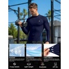 image:imageRoadbox Mens Long Sleeve Compression Shirt Mock Turtleneck Athletic Base Layer Tops Workout Undershirt for Gym SportsNavy With Blue Mesh Panels